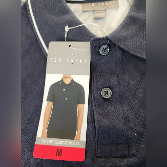 Ted Baker Men’s Textured Cotton Polo Shirt~NAVY~MEDIUM **NEW - Picture 14 of 15